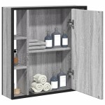 vidaXL Dulap de baie cu oglindă gri sonoma 60x16x60 cm lemn compozit vidaXL Dulap de baie cu oglindă gri sonoma 60x16x60 cm lemn compozit