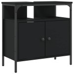 vidaXL Dulap pentru chiuvetă baie, negru, 60x30x60 cm, lemn prelucrat vidaXL Dulap pentru chiuvetă baie, negru, 60x30x60 cm, lemn prelucrat