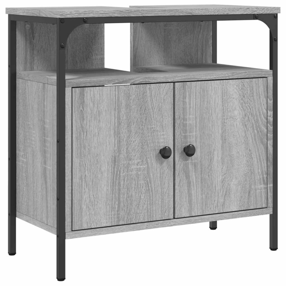 vidaXL Dulap chiuvetă baie, gri sonoma, 60x30x60 cm, lemn prelucrat