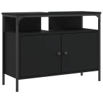 vidaXL Dulap pentru chiuvetă baie, negru, 80x30x60 cm, lemn prelucrat vidaXL Dulap pentru chiuvetă baie, negru, 80x30x60 cm, lemn prelucrat