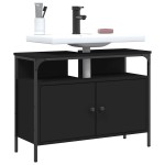 vidaXL Dulap pentru chiuvetă baie, negru, 80x30x60 cm, lemn prelucrat vidaXL Dulap pentru chiuvetă baie, negru, 80x30x60 cm, lemn prelucrat