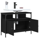 vidaXL Dulap pentru chiuvetă baie, negru, 80x30x60 cm, lemn prelucrat vidaXL Dulap pentru chiuvetă baie, negru, 80x30x60 cm, lemn prelucrat