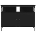 vidaXL Dulap pentru chiuvetă baie, negru, 80x30x60 cm, lemn prelucrat vidaXL Dulap pentru chiuvetă baie, negru, 80x30x60 cm, lemn prelucrat