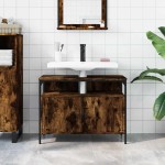 vidaXL Dulap chiuvetă baie, stejar fumuriu, 80x30x60 cm lemn prelucrat vidaXL Dulap chiuvetă baie, stejar fumuriu, 80x30x60 cm lemn prelucrat
