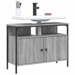 vidaXL Dulap chiuvetă baie, gri sonoma, 80x30x60 cm, lemn prelucrat vidaXL Dulap chiuvetă baie, gri sonoma, 80x30x60 cm, lemn prelucrat