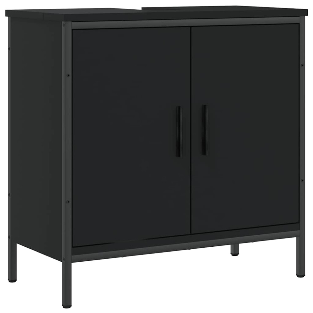vidaXL Dulap pentru chiuvetă baie, negru, 60x30x60 cm, lemn prelucrat