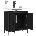 vidaXL Dulap pentru chiuvetă baie, negru, 60x30x60 cm, lemn prelucrat vidaXL Dulap pentru chiuvetă baie, negru, 60x30x60 cm, lemn prelucrat