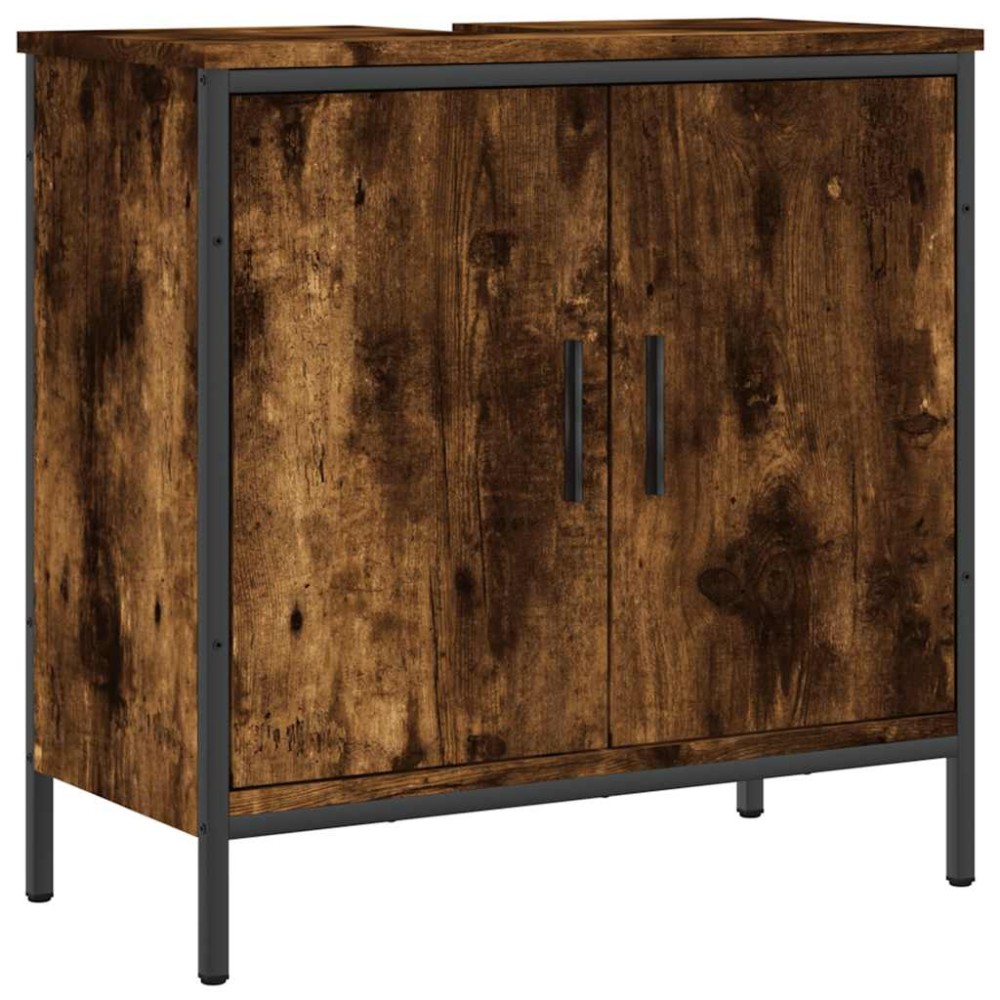 vidaXL Dulap chiuvetă baie, stejar fumuriu, 60x30x60 cm lemn prelucrat
