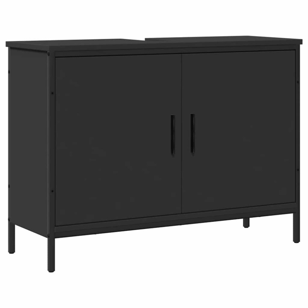 vidaXL Dulap pentru chiuvetă baie, negru, 80x30x60 cm, lemn prelucrat