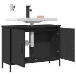 vidaXL Dulap pentru chiuvetă baie, negru, 80x30x60 cm, lemn prelucrat vidaXL Dulap pentru chiuvetă baie, negru, 80x30x60 cm, lemn prelucrat