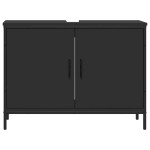 vidaXL Dulap pentru chiuvetă baie, negru, 80x30x60 cm, lemn prelucrat vidaXL Dulap pentru chiuvetă baie, negru, 80x30x60 cm, lemn prelucrat