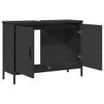 vidaXL Dulap pentru chiuvetă baie, negru, 80x30x60 cm, lemn prelucrat vidaXL Dulap pentru chiuvetă baie, negru, 80x30x60 cm, lemn prelucrat