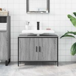 vidaXL Dulap chiuvetă baie, gri sonoma, 80x30x60 cm, lemn prelucrat vidaXL Dulap chiuvetă baie, gri sonoma, 80x30x60 cm, lemn prelucrat