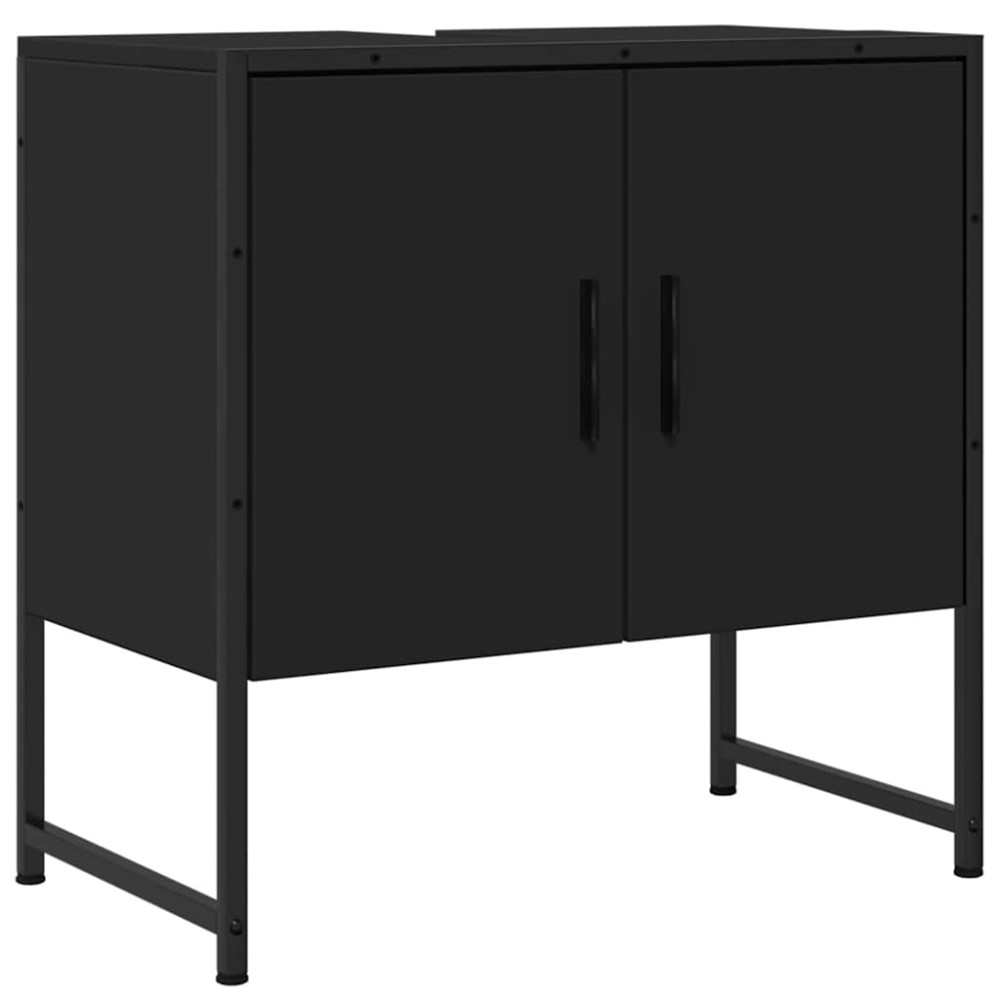 vidaXL Dulap pentru chiuvetă baie, negru, 60x33x60 cm, lemn prelucrat