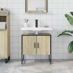 vidaXL Dulap chiuvetă baie, stejar sonoma, 60x33x60 cm, lemn prelucrat vidaXL Dulap chiuvetă baie, stejar sonoma, 60x33x60 cm, lemn prelucrat