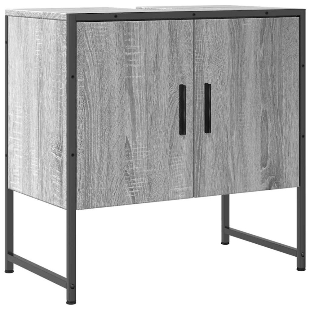 vidaXL Dulap chiuvetă baie, gri sonoma, 60x33x60 cm, lemn prelucrat