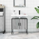 vidaXL Dulap chiuvetă baie, gri sonoma, 60x33x60 cm, lemn prelucrat vidaXL Dulap chiuvetă baie, gri sonoma, 60x33x60 cm, lemn prelucrat