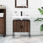 vidaXL Dulap chiuvetă de baie, stejar maro, 60x33x60 cm lemn prelucrat vidaXL Dulap chiuvetă de baie, stejar maro, 60x33x60 cm lemn prelucrat