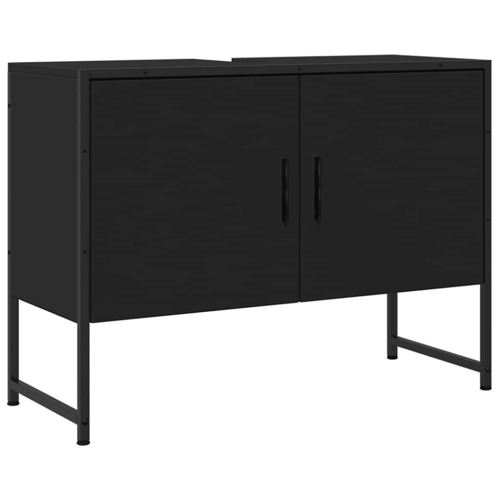 vidaXL Dulap chiuveta de baie, negru, 80x33x60 cm, lemn compozit