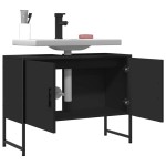 vidaXL Dulap chiuveta de baie, negru, 80x33x60 cm, lemn compozit vidaXL Dulap chiuveta de baie, negru, 80x33x60 cm, lemn compozit