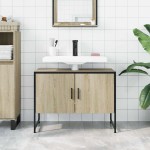 vidaXL Dulap chiuveta de baie, stejar sonoma, 80x33x60cm lemn compozit vidaXL Dulap chiuveta de baie, stejar sonoma, 80x33x60cm lemn compozit