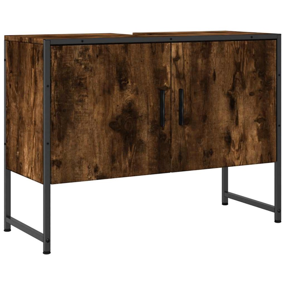vidaXL Dulap chiuveta de baie stejar fumuriu 80x33x60 cm lemn compozit