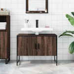 vidaXL Dulap chiuveta de baie, stejar maro, 80x33x60 cm, lemn compozit vidaXL Dulap chiuveta de baie, stejar maro, 80x33x60 cm, lemn compozit