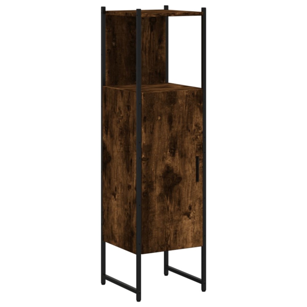 vidaXL Dulap de baie, stejar afumat, 33x33x120,5 cm, lemn prelucrat