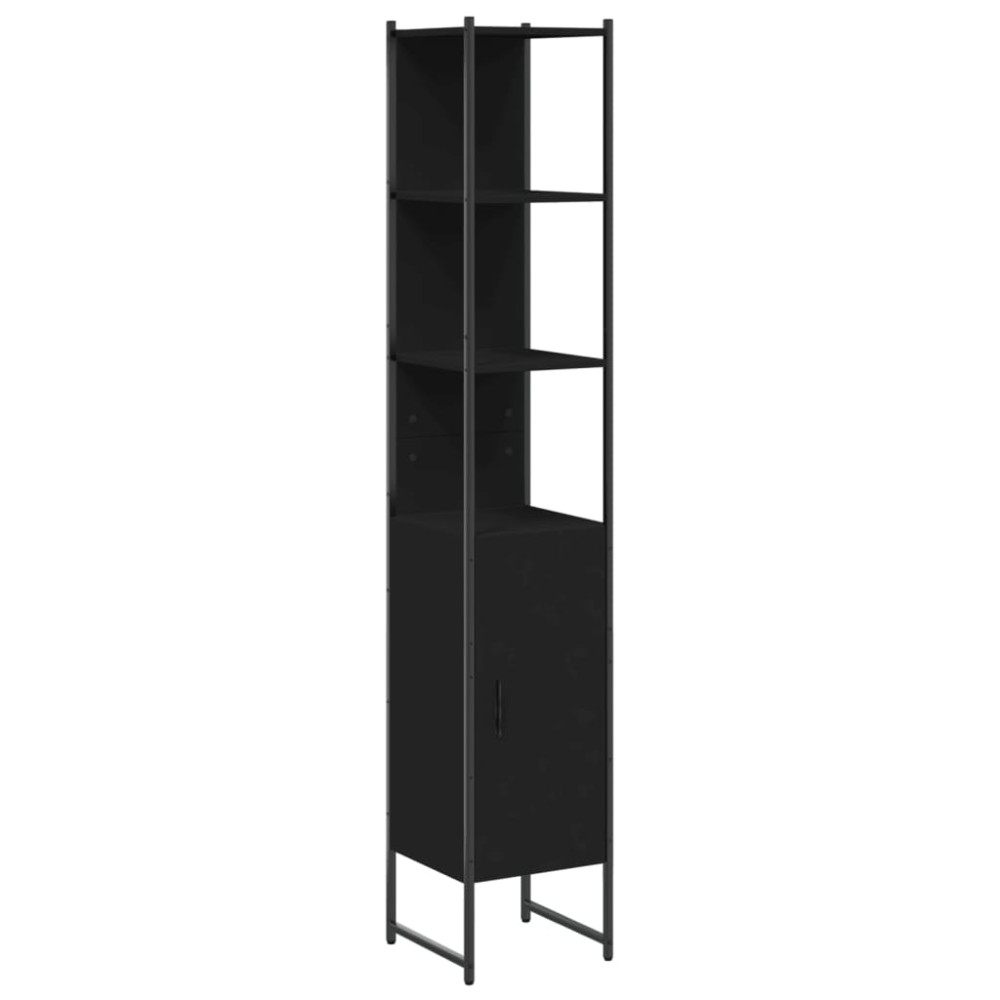 vidaXL Dulap de baie, negru, 33x33x185,5 cm, lemn prelucrat