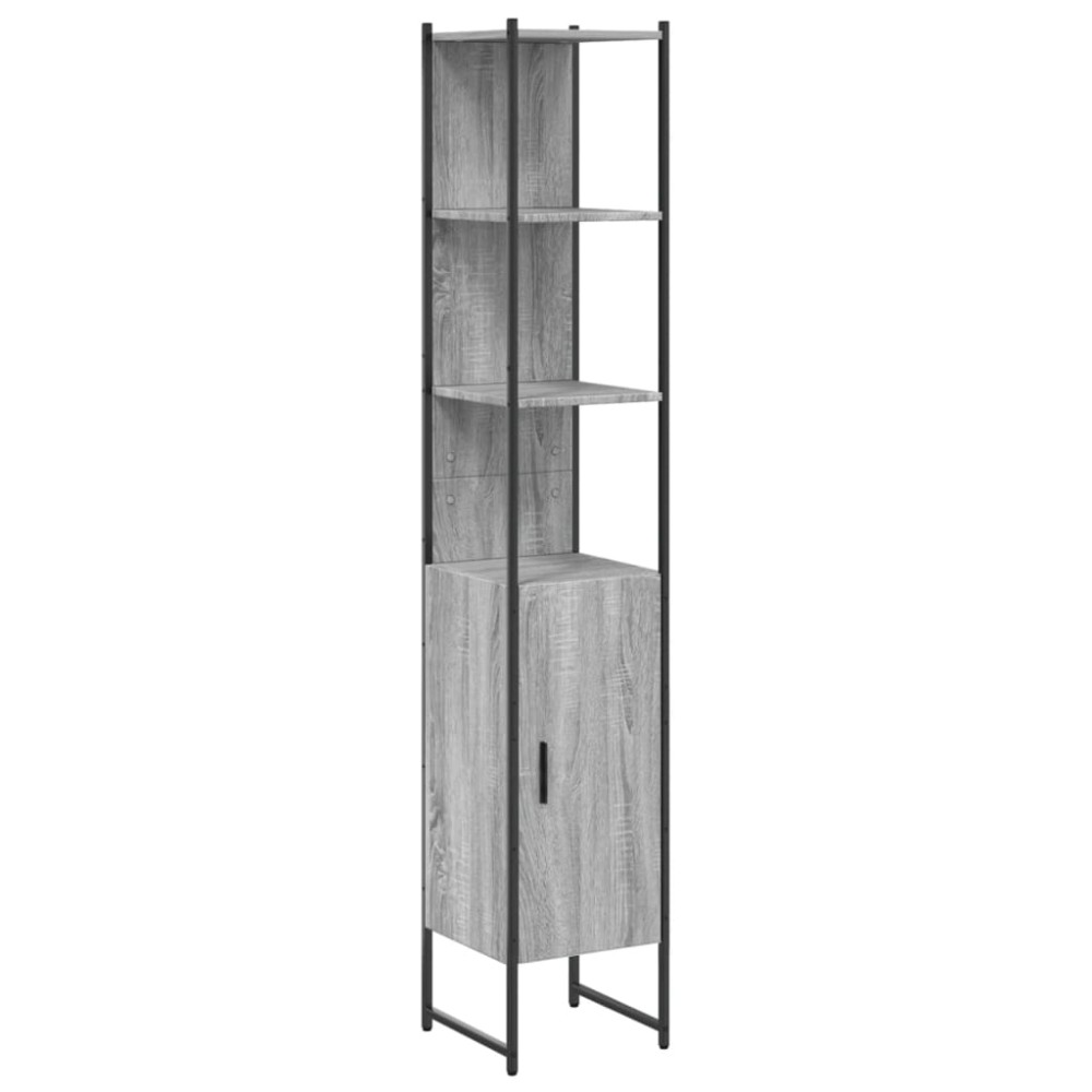 vidaXL Dulap de baie, gri sonoma, 33x33x185,5 cm, lemn prelucrat