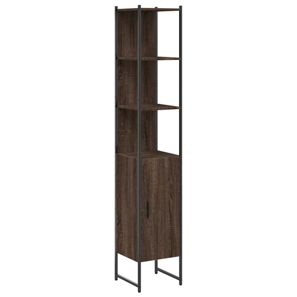 vidaXL Dulap de baie, stejar maro, 33x33x185,5 cm, lemn prelucrat