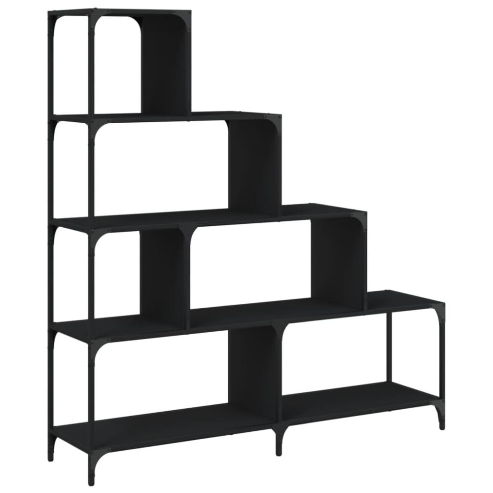 vidaXL Bibliotecă cu 4 niveluri negru 139x33,5x149 cm lemn