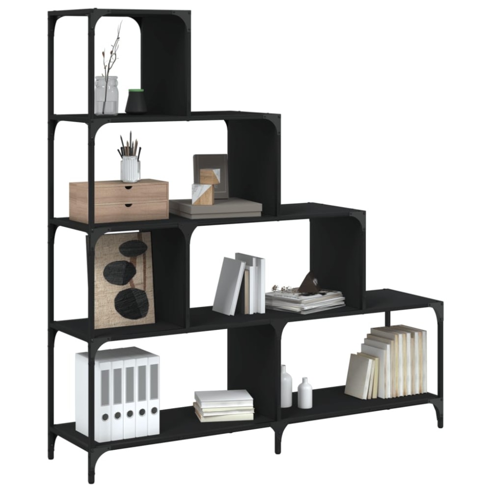 vidaXL Bibliotecă cu 4 niveluri negru 139x33,5x149 cm lemn
