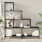 vidaXL Bibliotecă cu 4 niveluri negru 139x33,5x149 cm lemn vidaXL Bibliotecă cu 4 niveluri negru 139x33,5x149 cm lemn