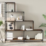 vidaXL Bibliotecă cu 4 niveluri stejar fumuriu 139x33,5x149 cm lemn vidaXL Bibliotecă cu 4 niveluri stejar fumuriu 139x33,5x149 cm lemn