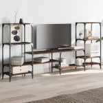vidaXL Dulap TV, stejar maro, 206,5x28,5x95 cm, lemn prelucrat vidaXL Dulap TV, stejar maro, 206,5x28,5x95 cm, lemn prelucrat