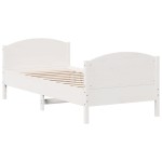 vidaXL Cadru de pat fără saltea, alb, 75x190 cm, lemn masiv de pin