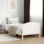 vidaXL Cadru de pat fără saltea, alb, 75x190 cm, lemn masiv de pin