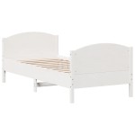 vidaXL Cadru de pat fără saltea, alb, 75x190 cm, lemn masiv de pin
