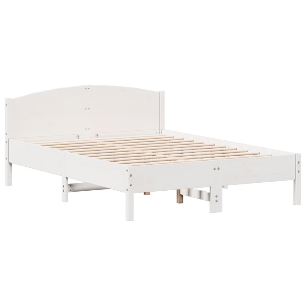 vidaXL Cadru de pat fără saltea, alb, 120x190 cm, lemn masiv pin