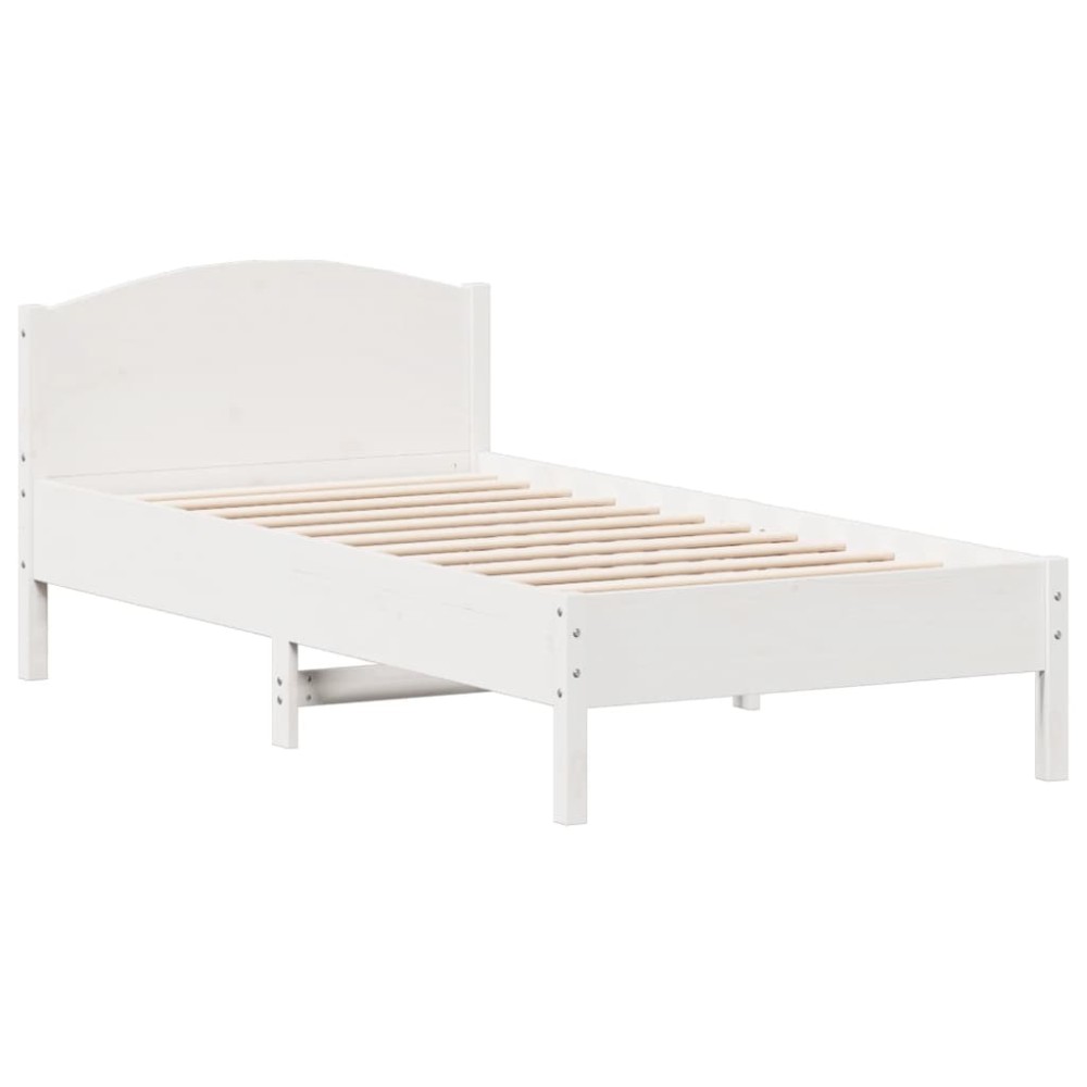 vidaXL Cadru de pat fără saltea, alb, 75x190 cm, lemn masiv de pin