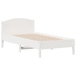 vidaXL Cadru de pat fără saltea, alb, 75x190 cm, lemn masiv de pin