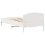vidaXL Cadru de pat fără saltea, alb, 75x190 cm, lemn masiv de pin