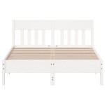 vidaXL Cadru de pat fără saltea, alb, 150x200 cm, lemn masiv pin vidaXL Cadru de pat fără saltea, alb, 150x200 cm, lemn masiv pin