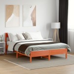 vidaXL Cadru de pat fără saltea, maro ceruit 150x200 cm lemn masiv pin vidaXL Cadru de pat fără saltea, maro ceruit 150x200 cm lemn masiv pin