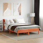 vidaXL Cadru de pat fără saltea, maro ceruit 140x200 cm lemn masiv pin vidaXL Cadru de pat fără saltea, maro ceruit 140x200 cm lemn masiv pin