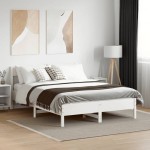 vidaXL Cadru de pat fără saltea, alb, 120x200 cm, lemn masiv pin vidaXL Cadru de pat fără saltea, alb, 120x200 cm, lemn masiv pin
