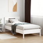 vidaXL Cadru de pat fără saltea, alb, 90x200 cm, lemn masiv pin