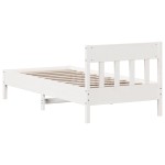 vidaXL Cadru de pat fără saltea, alb, 90x200 cm, lemn masiv pin
