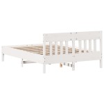vidaXL Cadru de pat fără saltea, alb, 140x190 cm, lemn masiv de pin